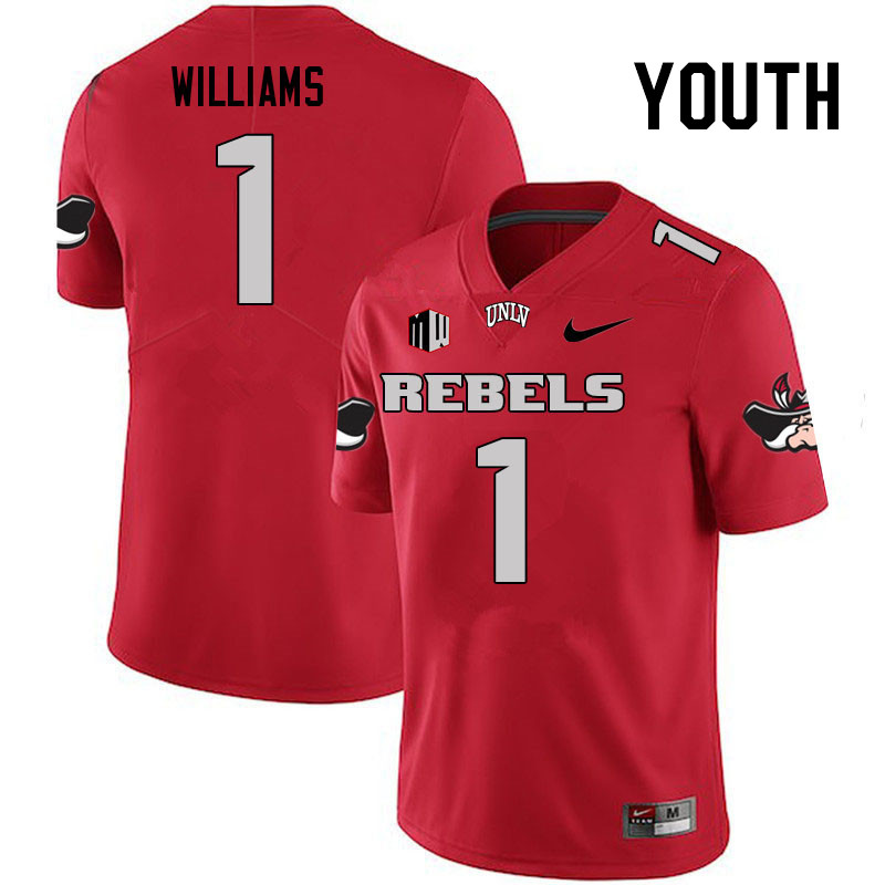 Youth #1 Jerrae Williams UNLV Rebels College Football Jerseys Stitched Sale-Scarlet